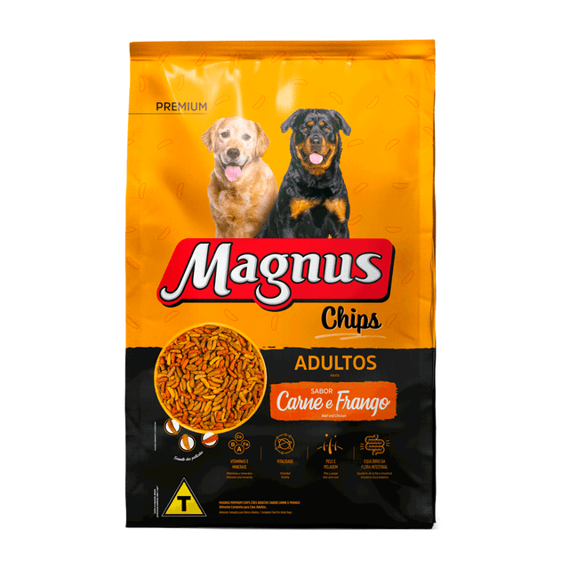 Magnus Chips Cães Adultos Carne e Frango