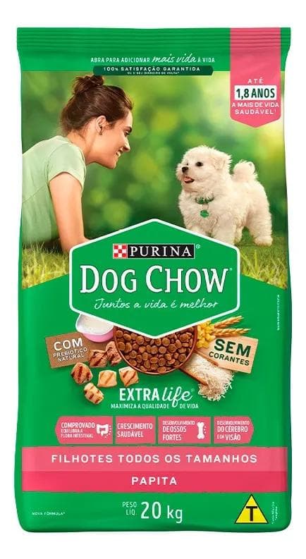 Purina Dog Chow ExtraLife Papita para Cão Filhote médios e grandes sabor carne, frango e arroz