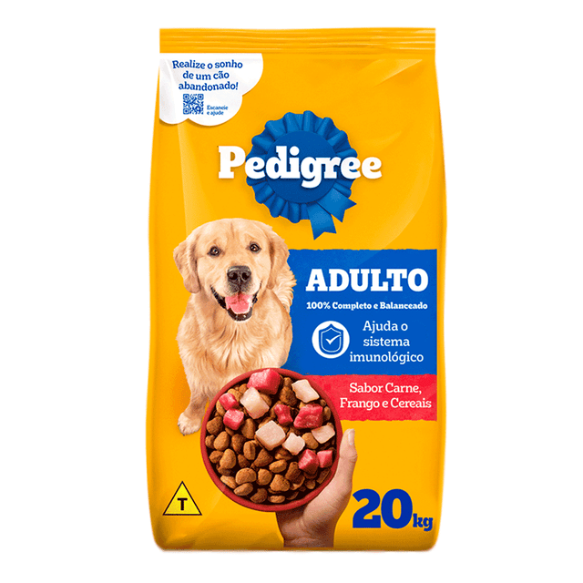 Pedigree Cães Adultos Raças Médias e Grandes Carne, Frango e Cereais