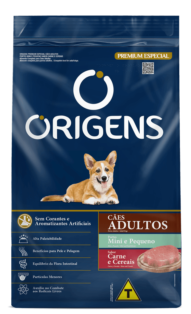 Origens Cães Adultos Portes Mini e Pequeno Sabor Carne e Cereais